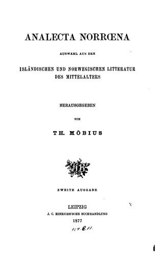 Cover for Analecta norrœna: Auswahl aus der isländischen und norwegischen Litteratur des Mittelalters