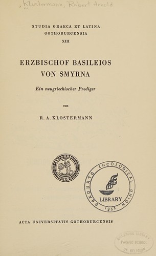 Cover for Erzbischof Basileios von Smyrna