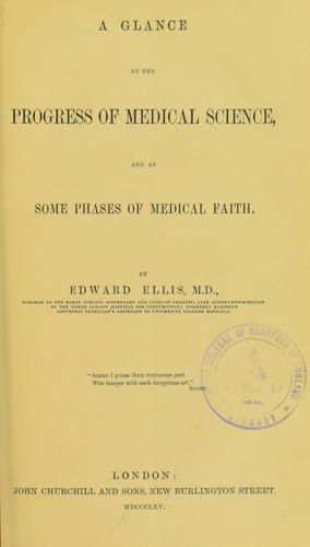 Cover for A glance at the progress of medical science