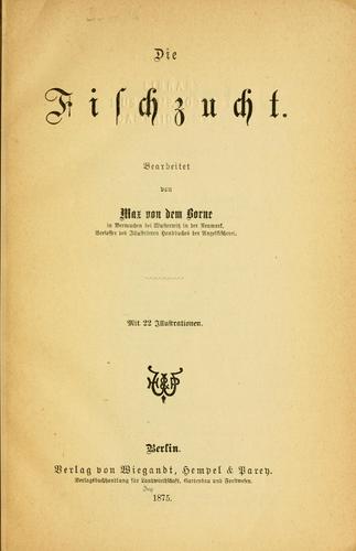 Cover for Die fischzucht