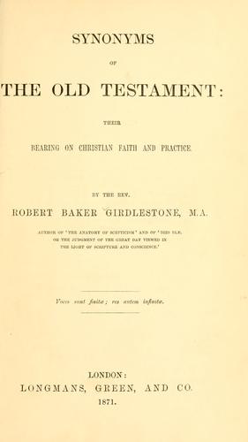 Cover for Synonyms of the Old Testament