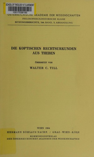 Cover for Die koptischen Rechtsurkunden aus Theben