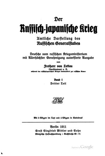 Cover for Der russisch-japanische krieg, amtliche darstellung des russischen Generalstabes