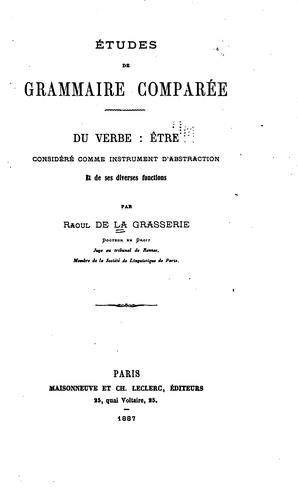 Cover for Études de grammaire comparée.