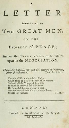 Cover for A letter addressed to two great men, on the prospect of peace
