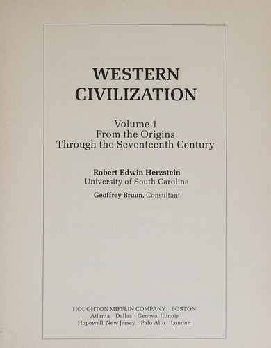 Cover for Western civilization