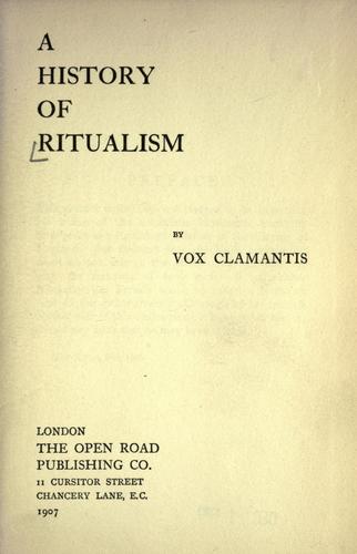 Cover for A history of ritualism