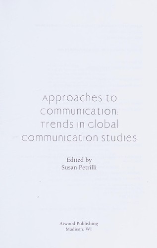 Cover for Approaches to communication