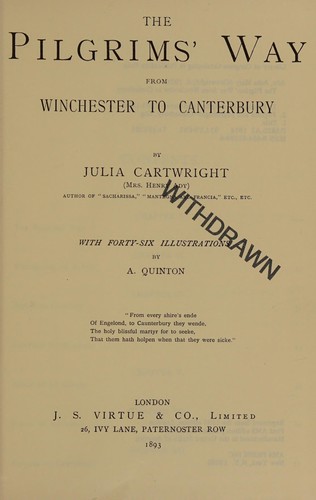 Cover for The Pilgrims' Way from Winchester to Canterbury.