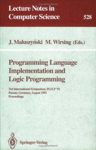 Cover for Programming Language Implementation and Logic Programming