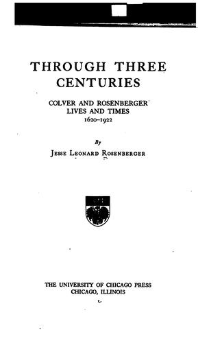 Cover for Through three centuries