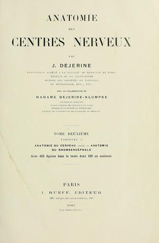 Cover for Anatomie des centres nerveux