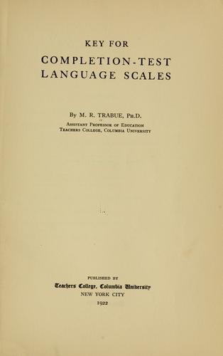 Cover for Key for Completion-test language scales