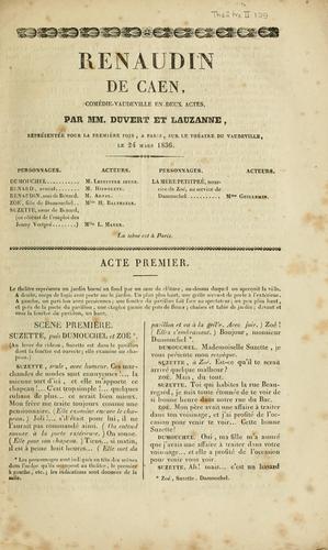 Cover for Renaudin de Caen