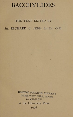 Cover for Bacchylides
