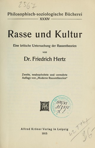 Cover for Rasse und Kultur