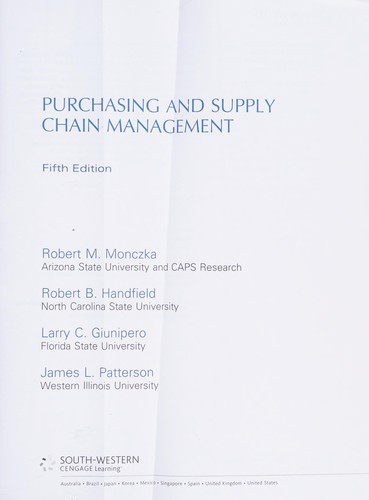 Cover for Purchasing and supply chain management