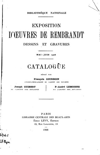 Cover for Exposition d'œuvres de Rembrandt
