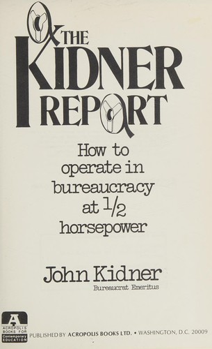 Cover for The Kidner report