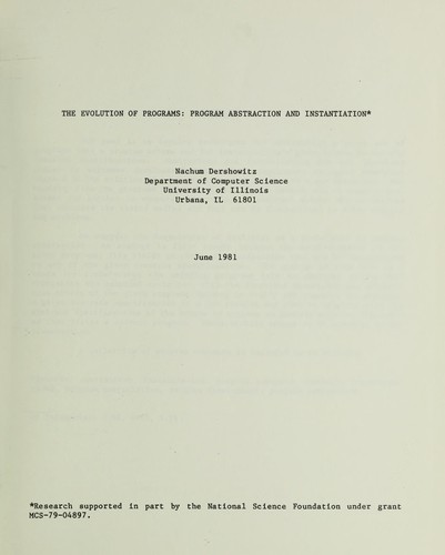 Cover for The evolution of programs