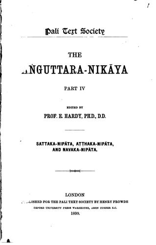 Cover for The Aṅguttara-nikâya