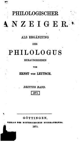 Cover for Philologischer Anzeiger