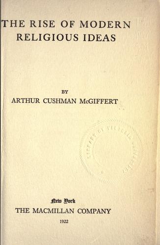 Cover for The rise of modern religious ideas