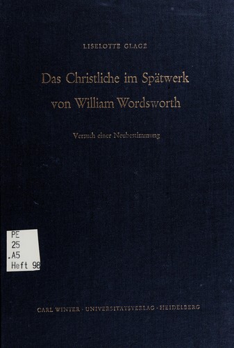 Cover for Das Christliche im Spätwerk von William Wordsworth