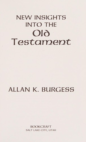 Cover for New insights into the Old Testament