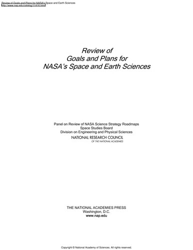 Cover for Review of goals and plans for NASA's space and earth sciences