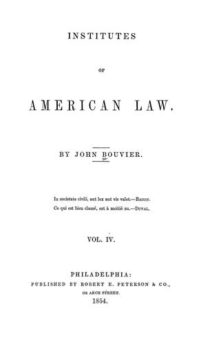 Cover for Institutes of American law