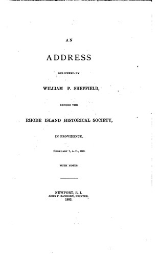 Cover for An Address