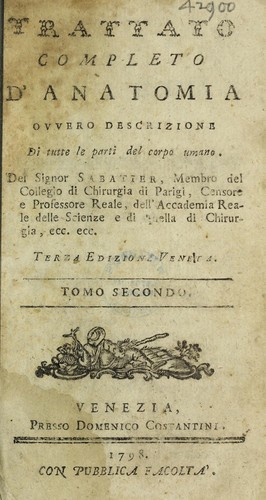 Cover for Trattato completo d'anatomia, ovvero descrizione di tutte le parti del corpo umano