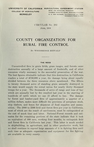 Cover for County organization for rural fire control