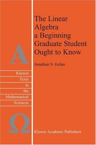 Cover for The Linear Algebra a Beginning Graduate Student Ought to Know (Texts in the Mathematical Sciences)