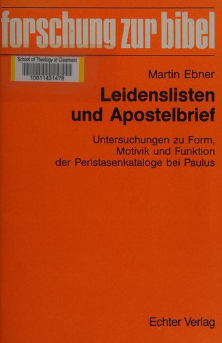 Cover for Leidenslisten und Apostelbrief