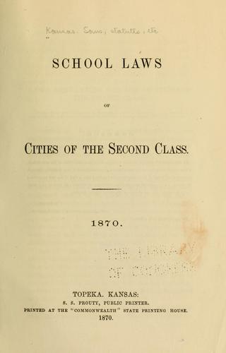 Cover for School laws of cities of the second class. 1870