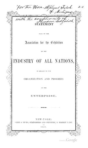 Cover for Statement Made by the Association for the Exhibition of the Industry of All Nations, in Regard ...