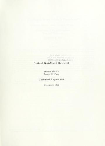 Cover for Optimal best-match retrieval.
