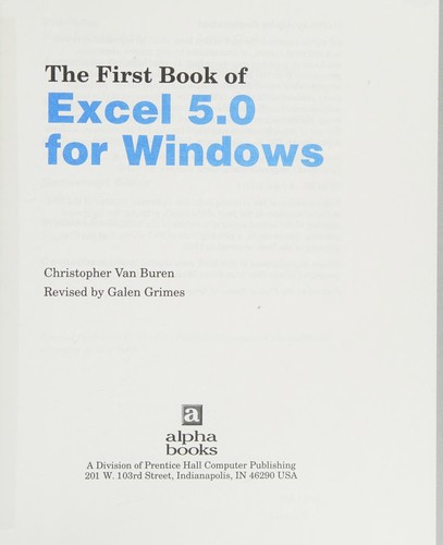 Cover for The first book of Excel 5.0 for Windows