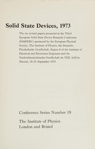Cover for Solid State Devices 1973