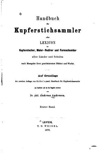 Cover for Handbuch für kupferstichsammler