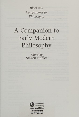 Cover for Companion to Early Modern Philosophy