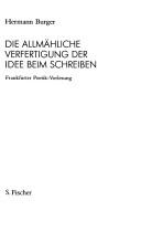Cover for Die allmähliche Verfertigung der Idee beim Schreiben