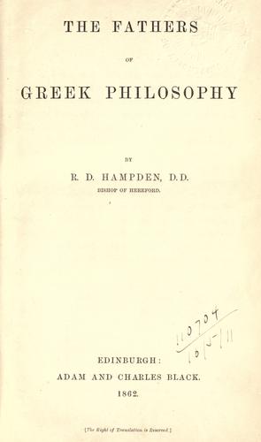 Cover for The Fathers of Greek philosophy.