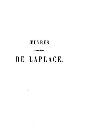 Cover for Œuvres complètes de Laplace