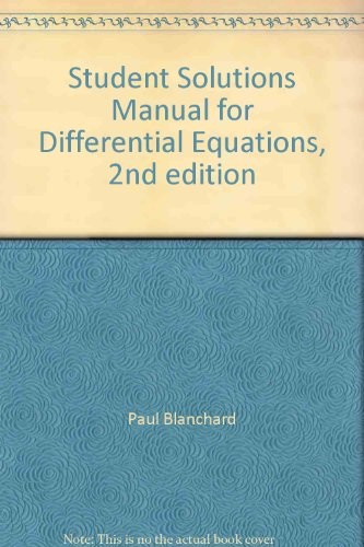 Cover for STUDENT SOLUTIONS MANUAL FOR DIFFERENTIAL EQUATIONS (Second Edition)