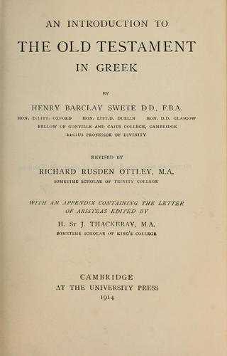 Cover for An introduction to the Old Testament in Greek