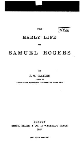 Cover for The early life of Samuel Rogers