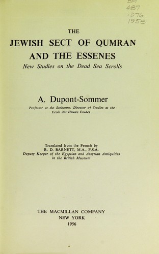 Cover for The Jewish sect of Qumran and the Essenes